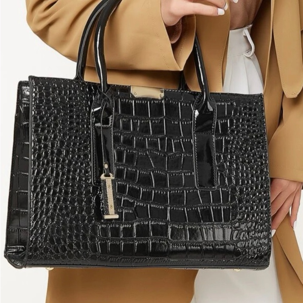 Women's Faux Crocodile Embossed Tote Bag